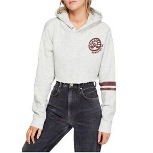 Free People Baldwin Crop Hoodie Gray Sweatshirt XS Collegiate Sporty 80s